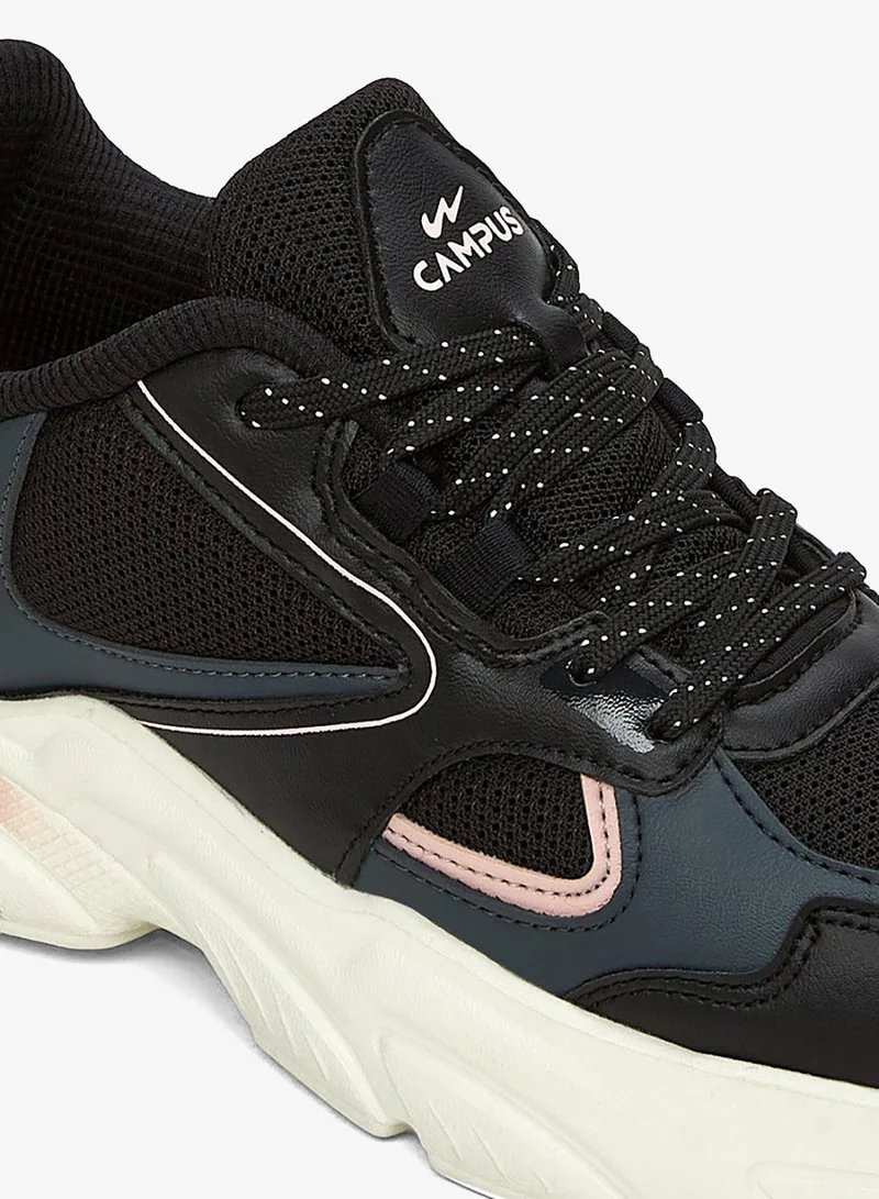 CAMPUS Blk/Peach Women’s Sporty Black Sneakers Shoes with Pink Accent– A Versatile Choice for Both Workout and Casual Style for Women | Best Price UAE