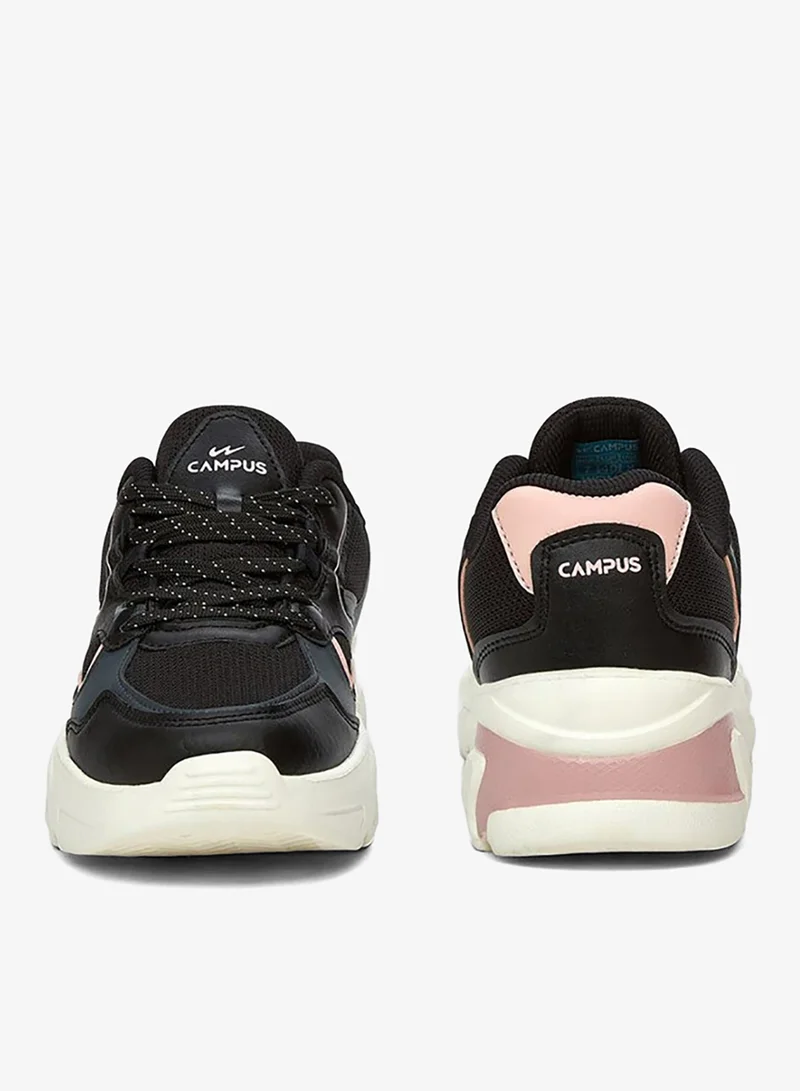 CAMPUS Blk/Peach Women’s Sporty Black Sneakers Shoes with Pink Accent– A Versatile Choice for Both Workout and Casual Style for Women | Best Price UAE