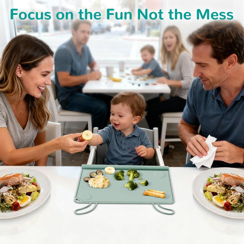 DZDOV Silicone Placemat for Toddler Eating: Wipe Clean & Roll Up in The Diaper Bag - Table Mat for Restaurant/Travel/On-The-Go - Image 4