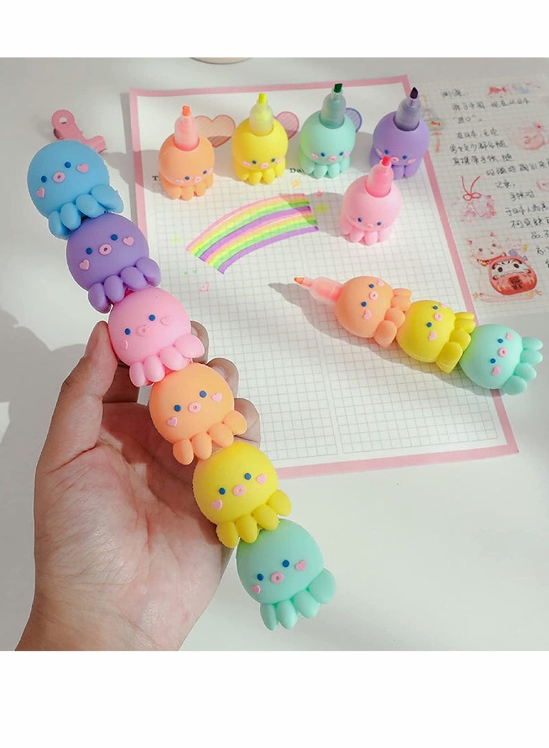 KASTWAVE Highlighters, Colorful Octopus Shaped Highlighter, Pastel Highlighter Set Cute Silicone Octopus Highlighter Pens, for Adults Kids Students Writing Graffiti School Office Supplies, 6 PCS - Image 4
