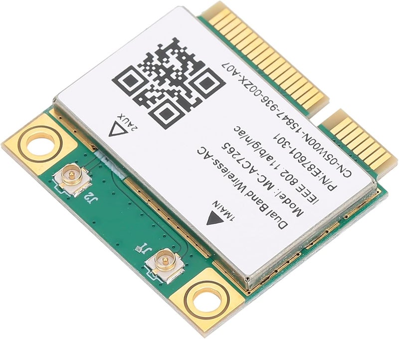 بطاقة واي فاي لاسلكية من نوع Mini PCIE مزودة بتقنية 4.2 MCAC7265، بسرعة نقل بيانات تصل إلى 1200 ميجابت في الثانية، متوافقة مع أنظمة ويندوز 7/8/10، تحتوي على بطاقة شبكة واحدة. - Image 3