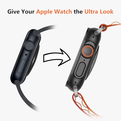 amBand 3 in 1 Metal Case Compatible with Apple Watch Series 9/8/7 45mm, W1 Protector Rugged Bumper with Watch Crown + Back Cover, Black - Image 5