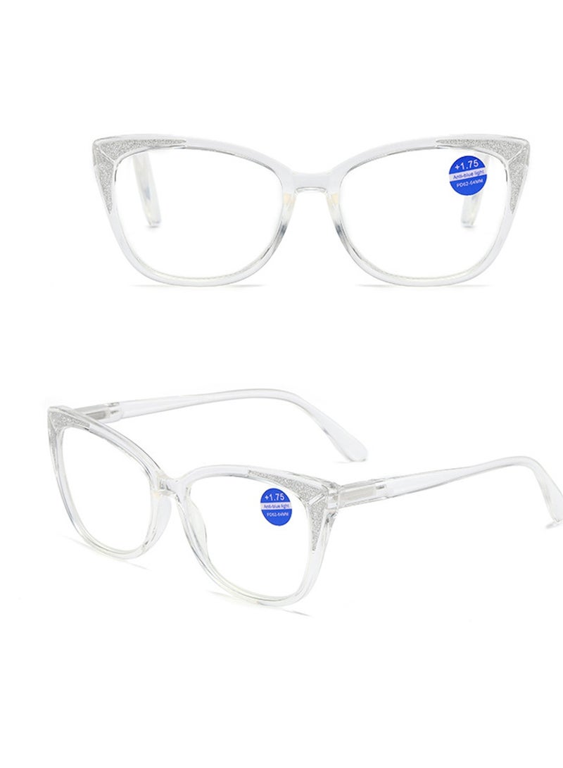 Booma Opticals NAOMI-C7 +2.00 Reading Glasses for Women, +2.0 Presbyopia Magnification Eyeglasses, Lightweight, Stylish Clear Transparent Cat Eye Frame, Computer Eyestrain Relief - Image 3