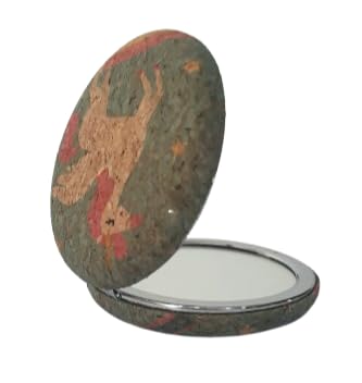 Brown Printed Round Cute Portable Metal and Glass Mirror - Image 5