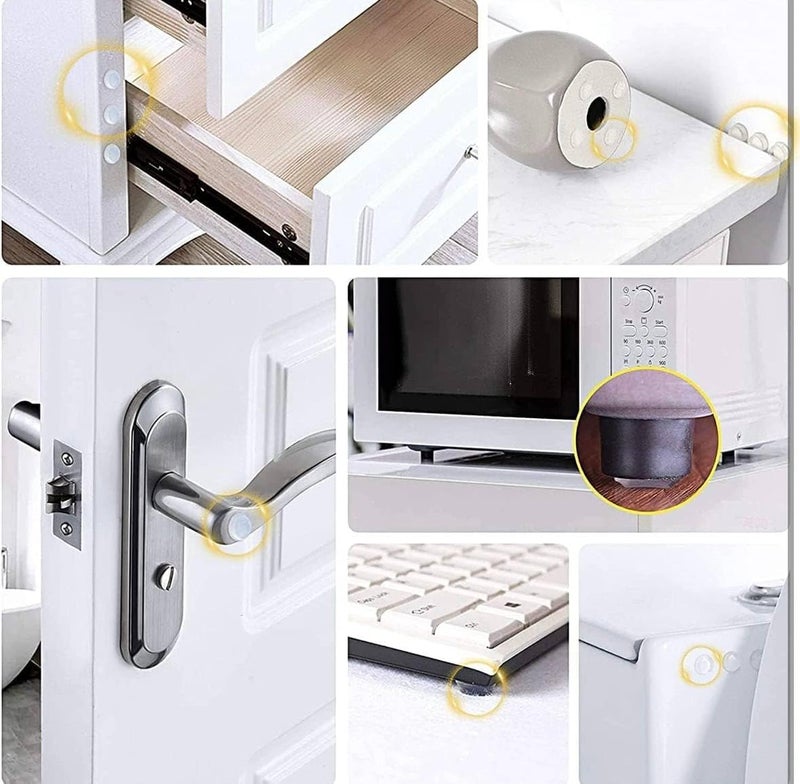 Bittern Bittern Round Door Handle Bumper SelfAdhesive Geometry Wall Protector Knob Shield Rubber Buffer Crash Pads Door Stoppers for Furniture Glass Table Home Office White Pack White 100 100 - Image 5