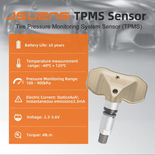 Jsueng TPMS Sensor for GM,Tire Pressure Monitoring System Sensor TPMS Replacement for GM Chevrolet Chevy GMC Cadillac,TPMS Sensor Replaces#15114379 15122618 4-Pack - Image 3
