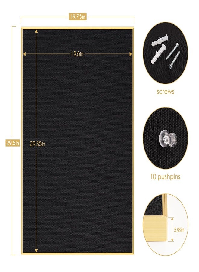 lightomorrow Bulletin Board 30 x 20 inches, Black Pin Board, Golden Aluminum Framed Fabric Cork Board with 10 Push Pins - Image 5
