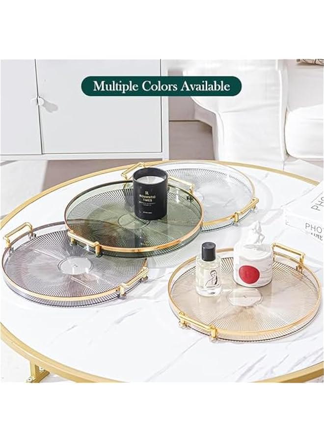 HOOKOR Round Serving Tray,Decorative Serving Trays with Handles, Coffee Table Tray Ottoman Round Plastic Tray for Living Room, Bathroom (Green)  - Image 3