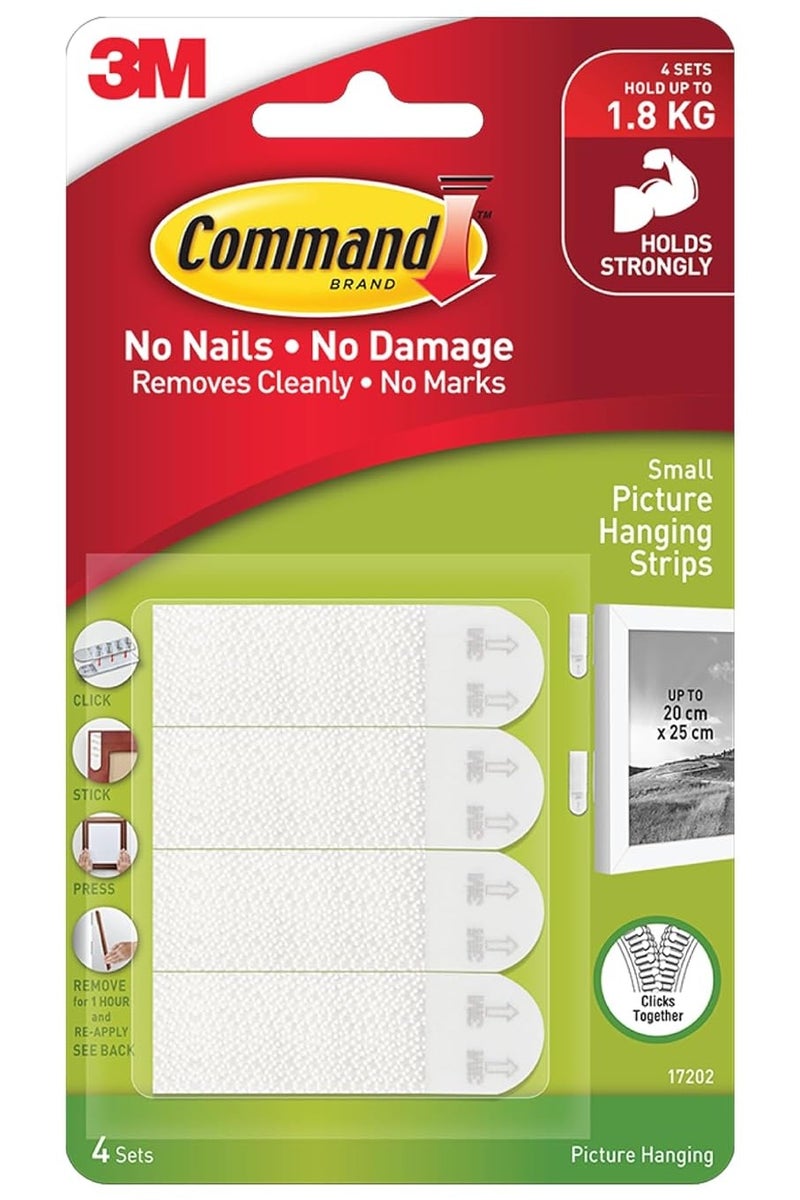 Command Command Small pack of 4 Pairs Picture Hanging Foam Strips White - Image 1