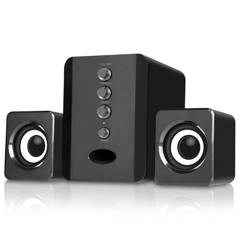 USB Wired Computer Speakers: Black, 3 High-performance Loudspeakers, Steady Undistorted Bass Stereo Surround - Wide Compatibility, USB-powered Energy-saving for Desktop Laptop Smartphone Tablet TV DVD - Image 1