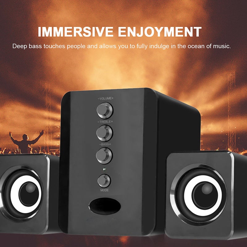 USB Wired Computer Speakers: Black, 3 High-performance Loudspeakers, Steady Undistorted Bass Stereo Surround - Wide Compatibility, USB-powered Energy-saving for Desktop Laptop Smartphone Tablet TV DVD - Image 3