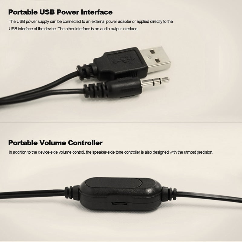 USB Wired Computer Speakers: Black, 3 High-performance Loudspeakers, Steady Undistorted Bass Stereo Surround - Wide Compatibility, USB-powered Energy-saving for Desktop Laptop Smartphone Tablet TV DVD - Image 2