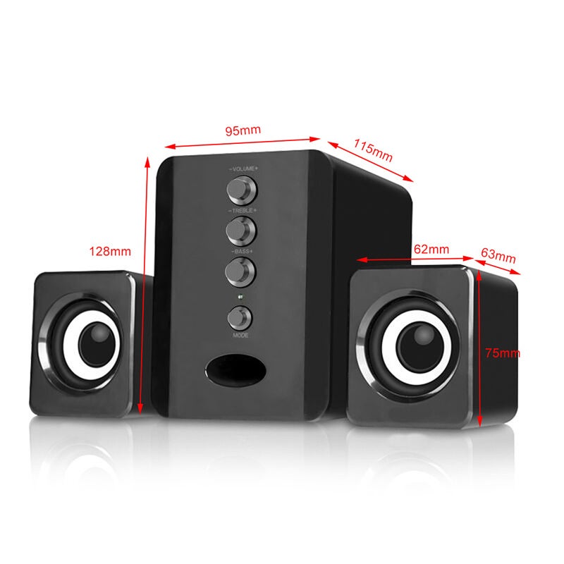USB Wired Computer Speakers: Black, 3 High-performance Loudspeakers, Steady Undistorted Bass Stereo Surround - Wide Compatibility, USB-powered Energy-saving for Desktop Laptop Smartphone Tablet TV DVD - Image 5