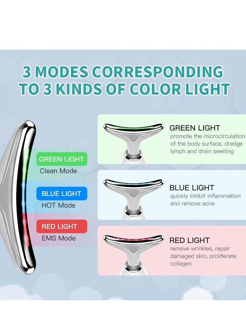 Generic Neck Face Beauty Device 3 Colors LED Photon Therapy Skin Tighten Reduce Double Chin Anti Wrinkle Remove Skin Care Tools  - Image 3