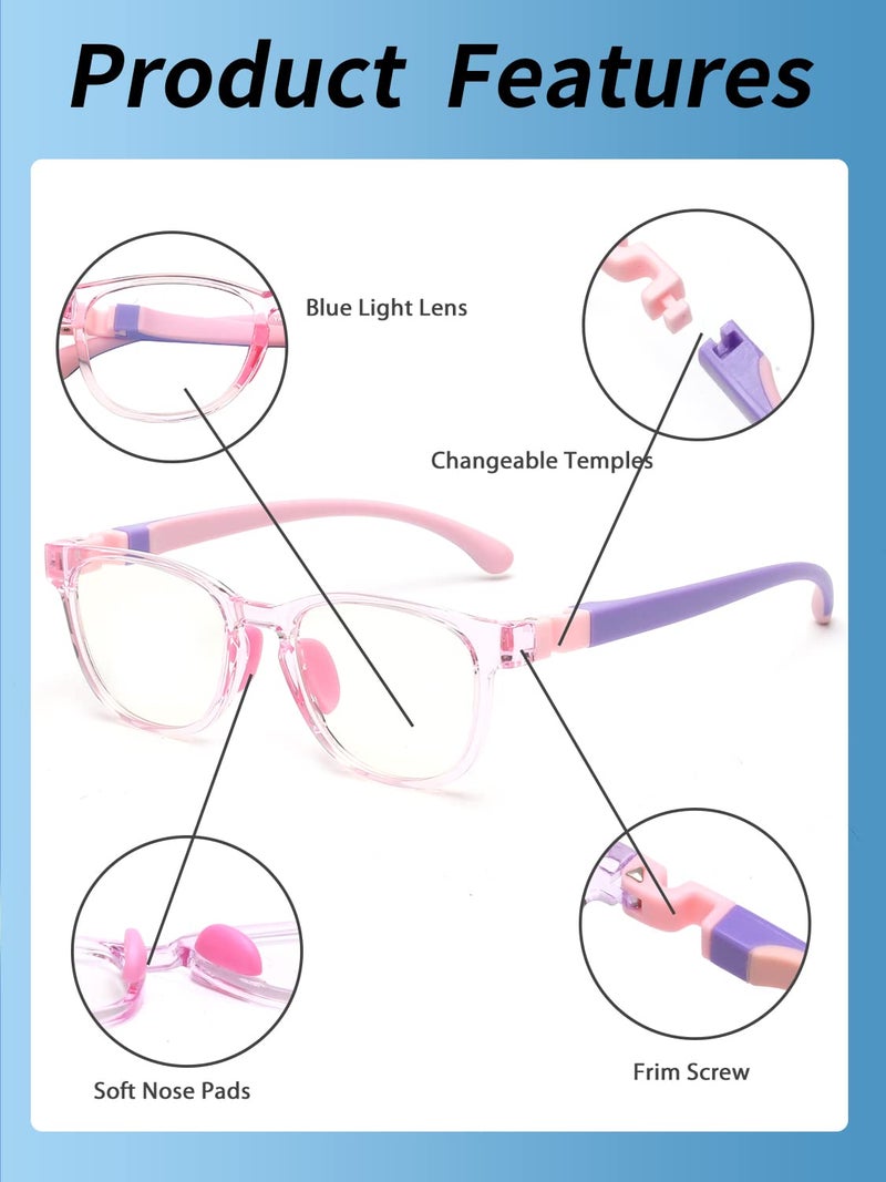 JM Kids Blue Light Glasses, Computer Gaming Grasses for Girls Boys Age 3-10, Anti Blue Ray TR90 Eyeglasses - Image 3