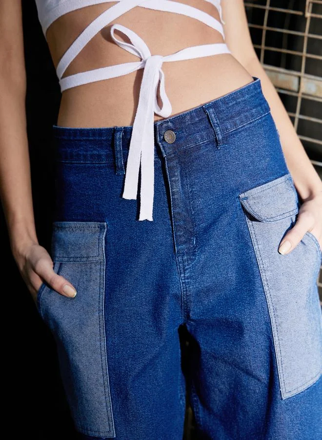 SASSAFRAS SASSAFRAS Contrast Pocket Detail Balloon Fit Jeans