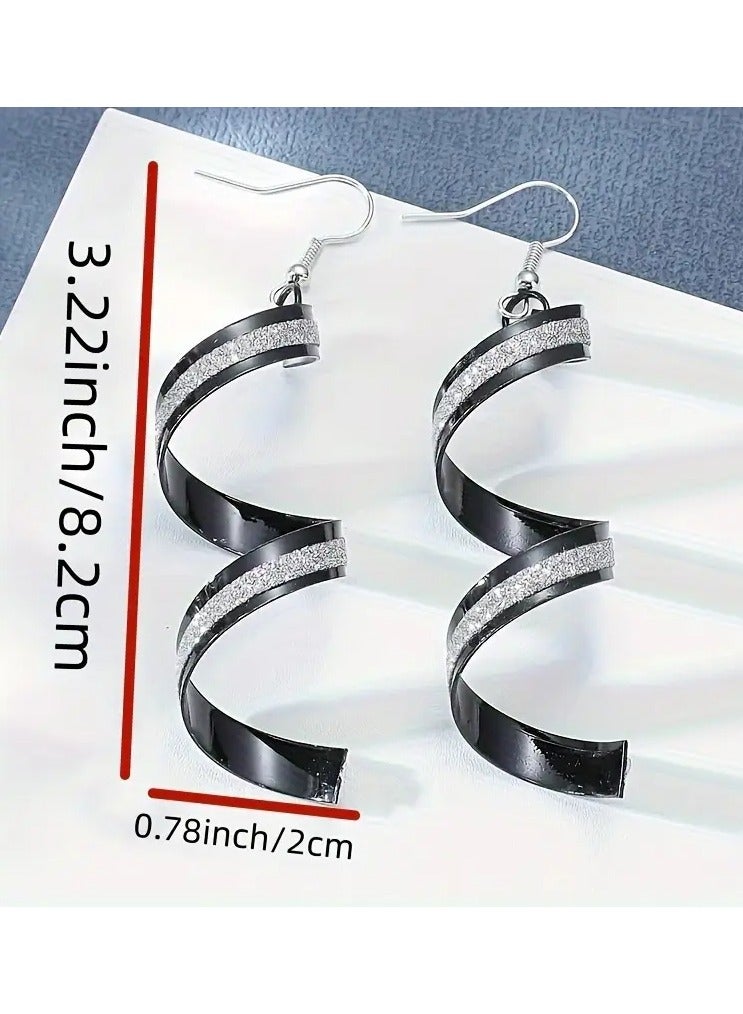 Home Clearance Sale 1 Pair Boho Style Alloy Spiral Dangle Earrings with Sequins, Golden Layered Wave Design, Lightweight & Versatile for Daily Wear or Special Occasions, Exquisite Gift for Her - Image 5