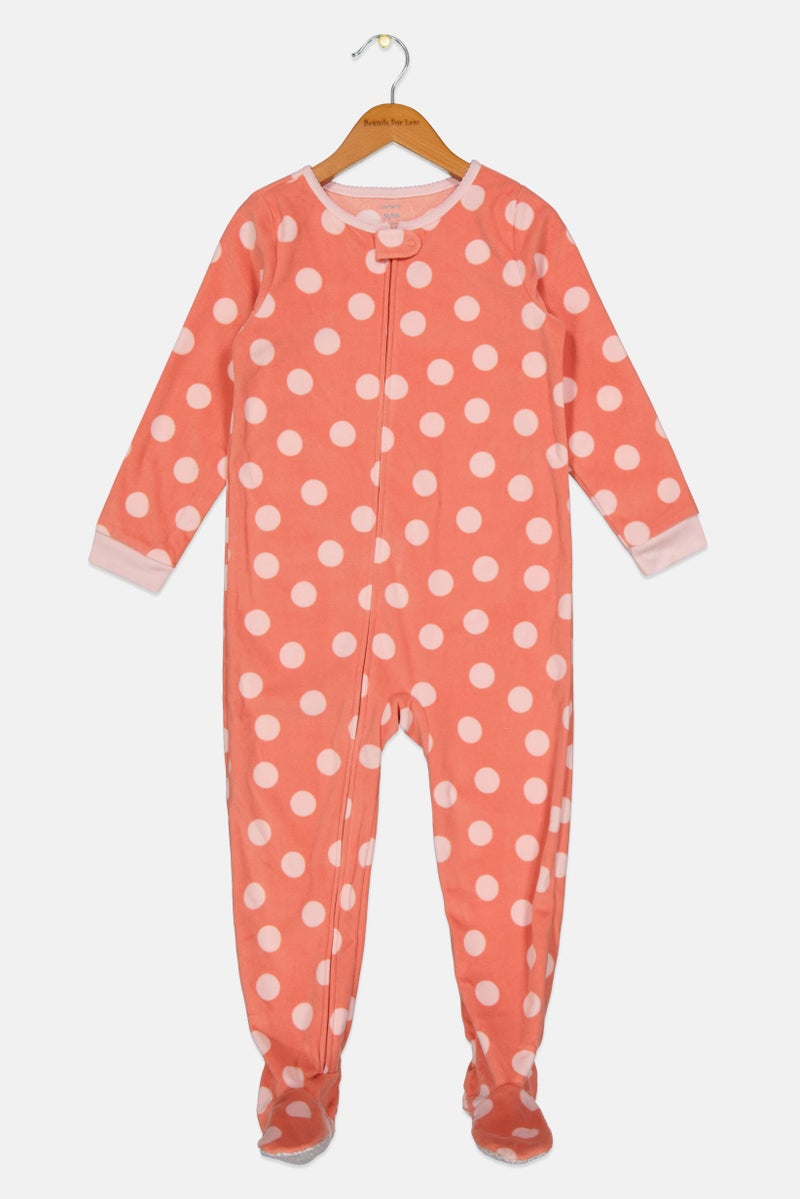 carter's Kids Girl Long Sleeve Footed Romper, Pink - Image 1