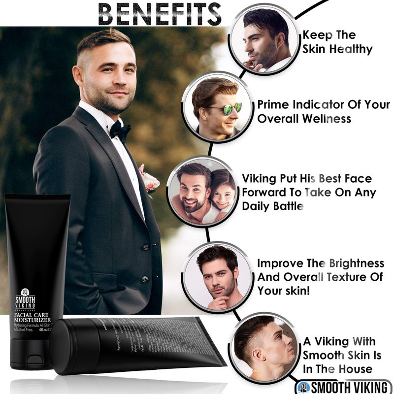 Smooth Viking Beard Care مرطب وجه - لوشن يومي للرجال والنساء (4 أونصات) - مرطب وجه مرطب خالي من الكحول للنساء والرجال - كريم وجه مضاد للشيخوخة للبشرة الجافة والدهنية والحساسة - Image 3