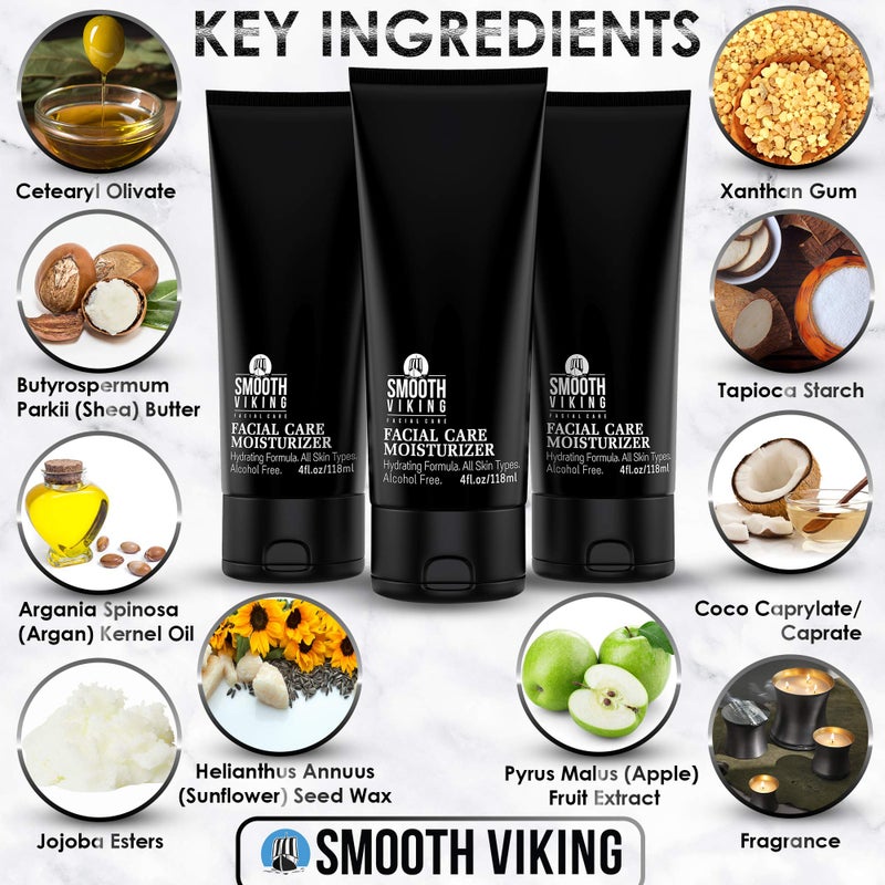 Smooth Viking Beard Care مرطب وجه - لوشن يومي للرجال والنساء (4 أونصات) - مرطب وجه مرطب خالي من الكحول للنساء والرجال - كريم وجه مضاد للشيخوخة للبشرة الجافة والدهنية والحساسة - Image 2