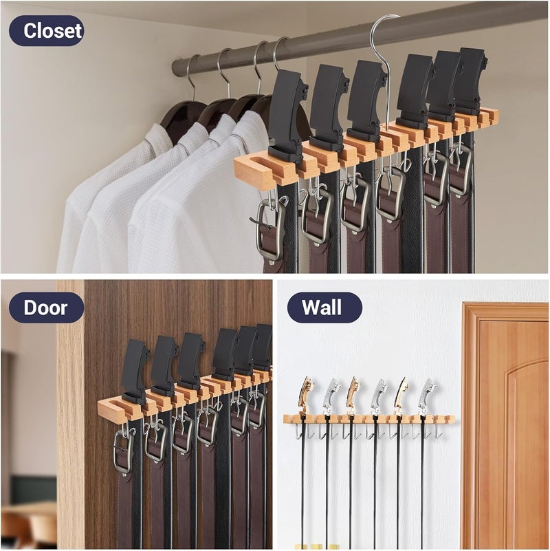 Ohuhu 2 in 1 Wall Mount Belt Hanger Organizer with 360 Degree Rotating Display for Belts, Ties, and Scarves - Image 5