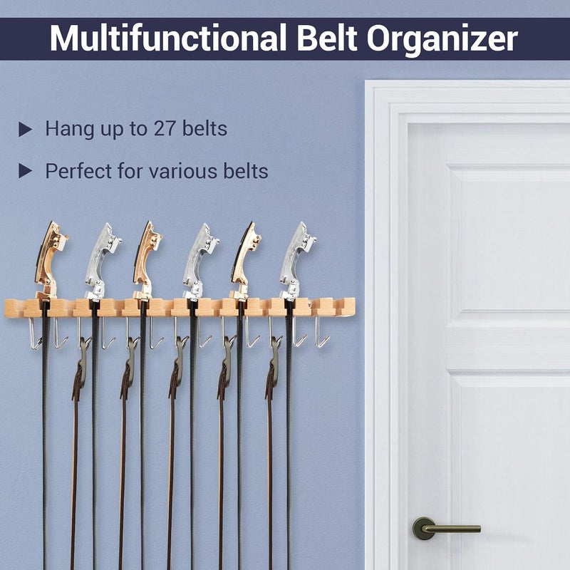 Ohuhu 2 in 1 Wall Mount Belt Hanger Organizer with 360 Degree Rotating Display for Belts, Ties, and Scarves - Image 3
