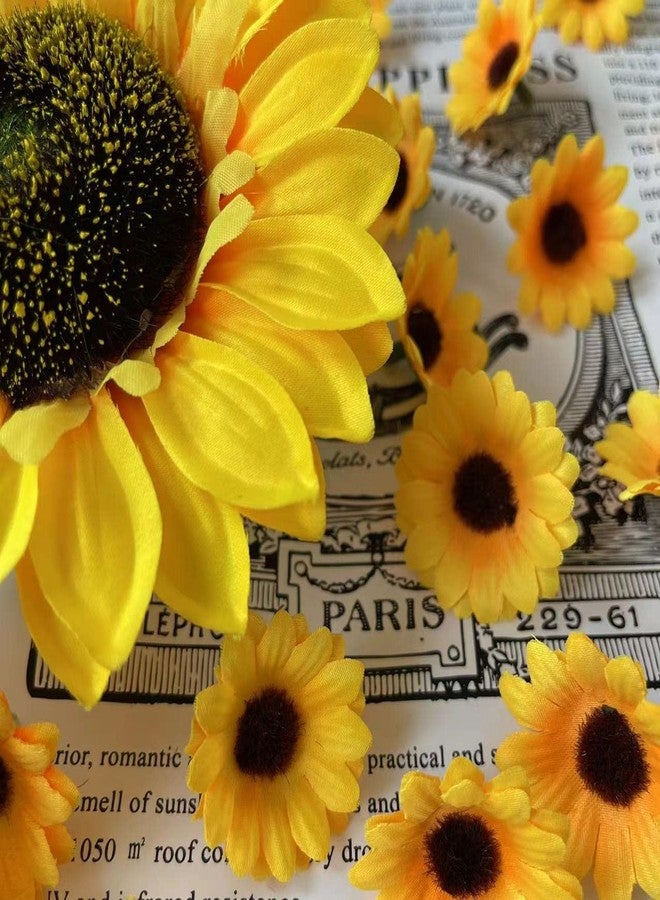 UKELER 122pcs Artificial Sunflower Heads 5.1'' 3.5'' 1.5'' Yellow Sunflower Artificial Flowers for Home Decoration Wedding Decor Birthday Party Decor Garden Craft Art Decor - Image 3