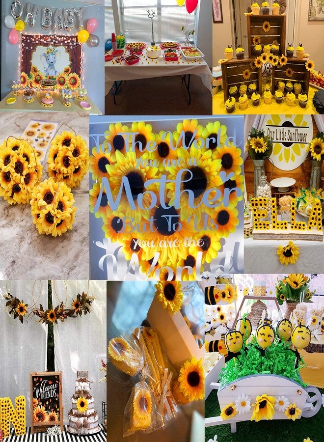 UKELER 122pcs Artificial Sunflower Heads 5.1'' 3.5'' 1.5'' Yellow Sunflower Artificial Flowers for Home Decoration Wedding Decor Birthday Party Decor Garden Craft Art Decor - Image 5