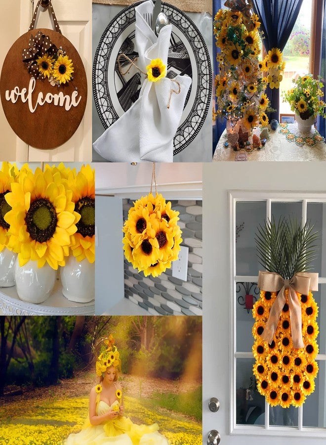 UKELER 122pcs Artificial Sunflower Heads 5.1'' 3.5'' 1.5'' Yellow Sunflower Artificial Flowers for Home Decoration Wedding Decor Birthday Party Decor Garden Craft Art Decor - Image 4