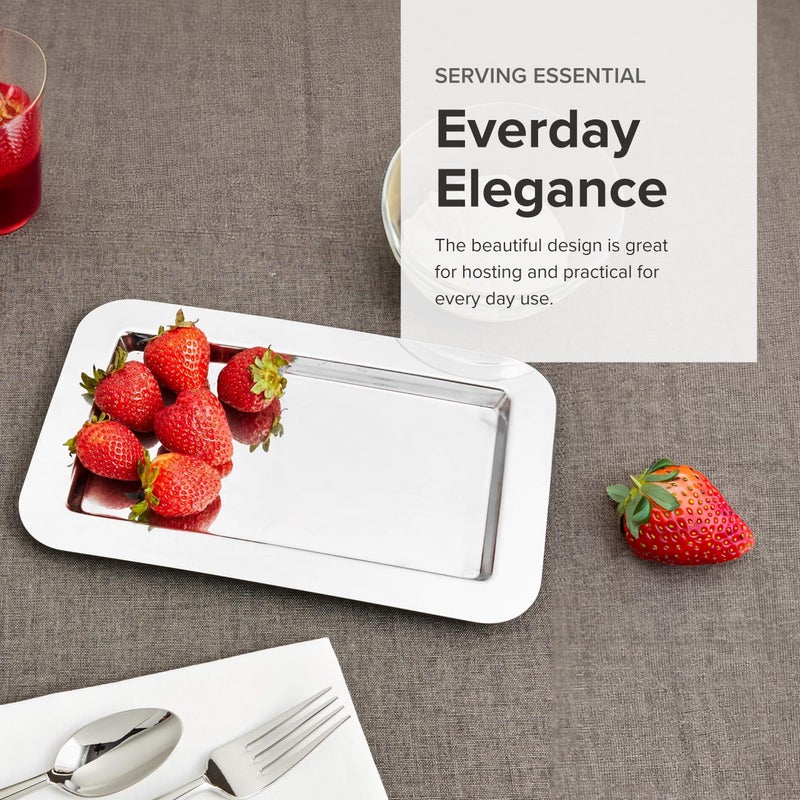Frieling USA 18/10 Mirrored Finish Stainless Steel Serving Tray - 9.4 x 5.6 Inch Rectangular Outdoor Appetizer Tray - Image 5