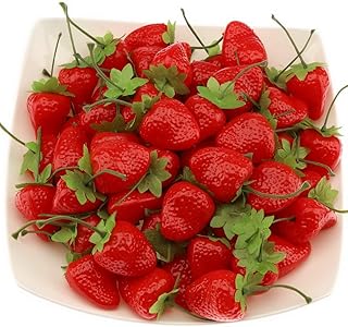 Gresorth 30pcs Artificial Lifelike Simulation Small Dard Red Strawberry Set Decoration Fake Fruit Home House Kitchen - Image 1