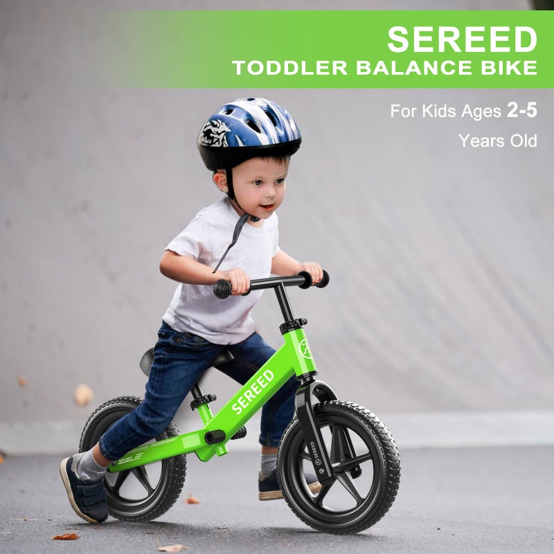SEREED Toddler Balance Bike 2 Year Old, No Pedal Kids Toy Bike for 2-5 Years Old, Tool-Free Adjustment, Gift for 2-3 Boys Girls, Customize Plate with 3pcs Stickers (Green) - Image 4