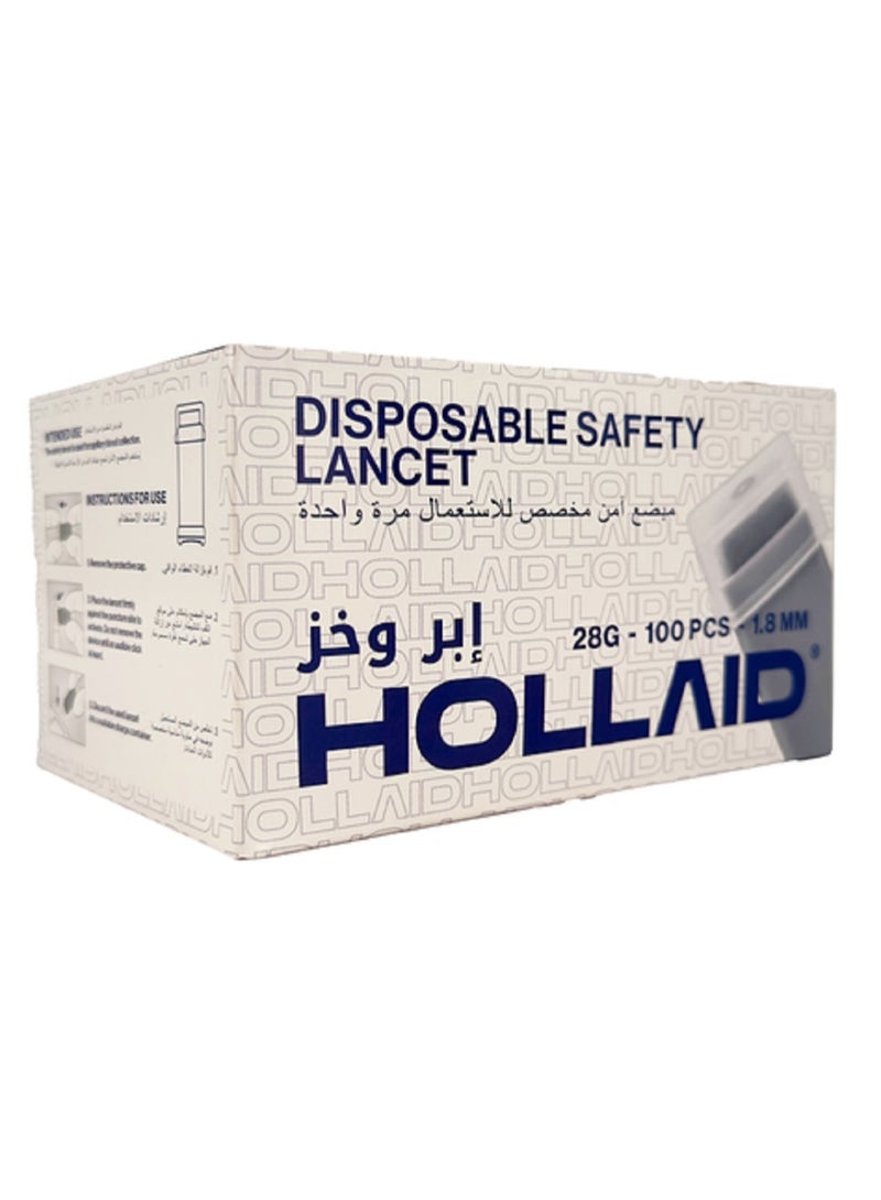 Hollaid disposable lancets 1.8 mm - 100 Pcs/box - are safe for single use and reduce pain during blood sampling. - Image 1