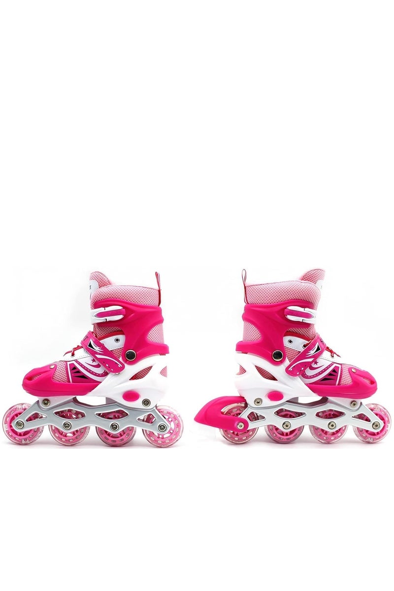 إيزي فيتشور زلاجات مضمنة قابلة للتعديل للأطفال مع عجلات وامضة - تتضمن معدات حماية للركبة والكوع والمعصم - متوفرة بأربعة ألوان وثلاثة أحجام - Image 3