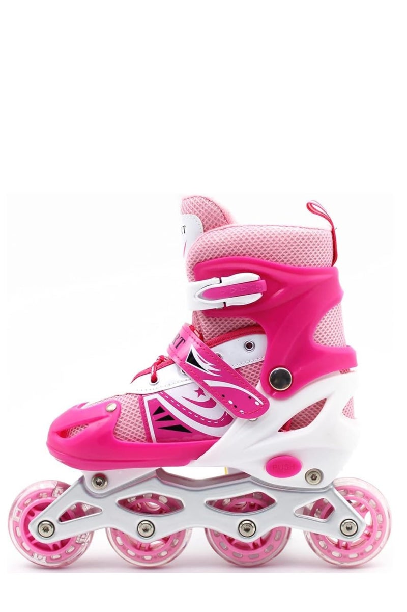 إيزي فيتشور زلاجات مضمنة قابلة للتعديل للأطفال مع عجلات وامضة - تتضمن معدات حماية للركبة والكوع والمعصم - متوفرة بأربعة ألوان وثلاثة أحجام - Image 4