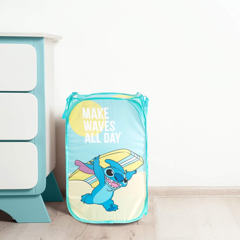 Jay Franco Disney Lilo & Stitch Make Waves Pop Up Hamper - Mesh Laundry Basket/Bag with Durable Handles (Official Disney Product) - Image 4