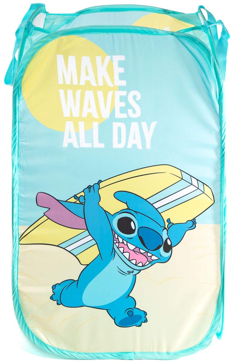 Jay Franco Disney Lilo & Stitch Make Waves Pop Up Hamper - Mesh Laundry Basket/Bag with Durable Handles (Official Disney Product) - Image 1