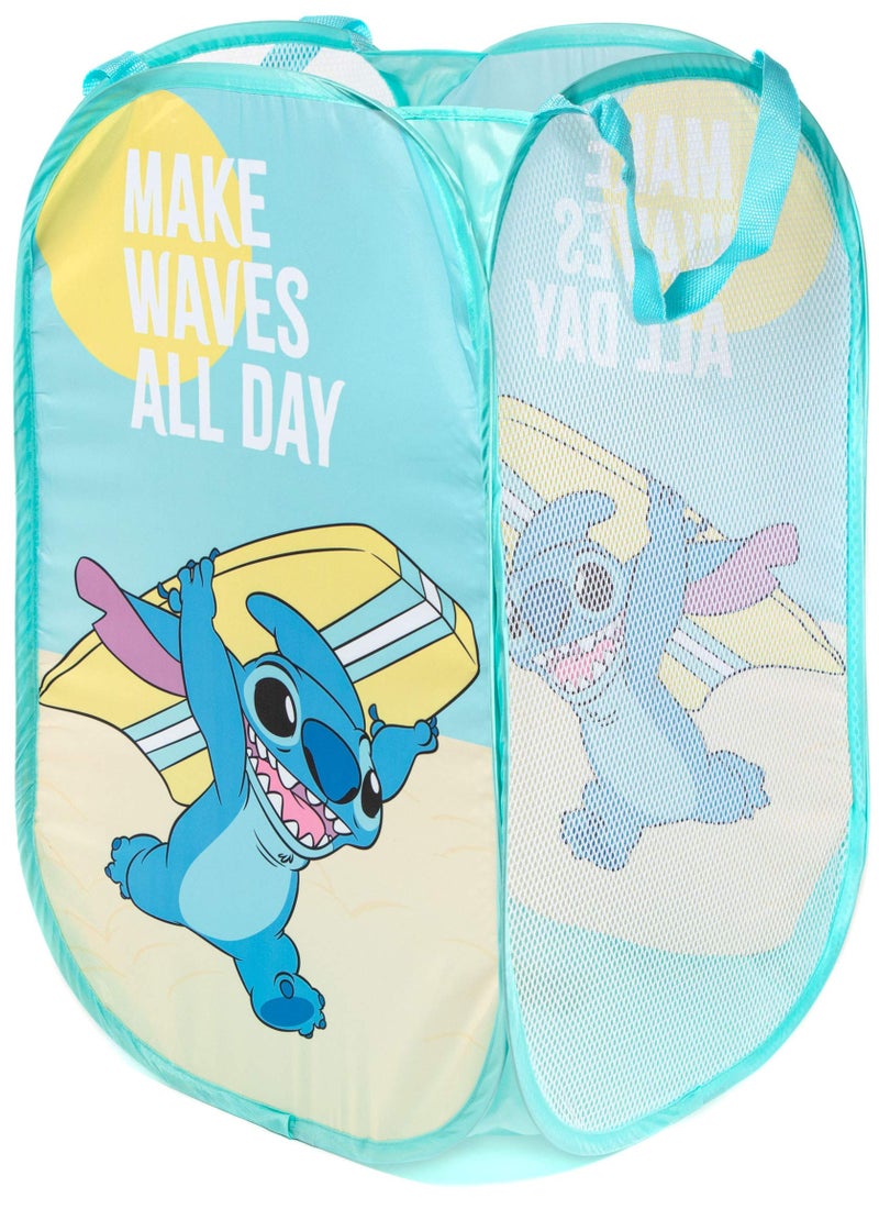 Jay Franco Disney Lilo & Stitch Make Waves Pop Up Hamper - Mesh Laundry Basket/Bag with Durable Handles (Official Disney Product) - Image 2