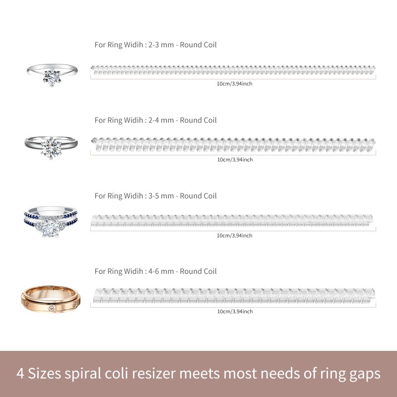 Ottemax Ring Sizers for Loose Rings - 12 Pack, 4 Sizes Ring Resizer, Invisible Guards Design for Women & Men, Spacers and Tighteners, Fits Bands Up to 6mm, Reduces Size by 0.5-1.5, by Ottemax - Image 2
