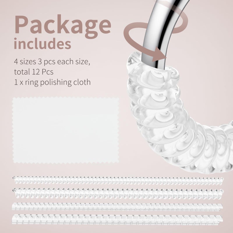 Ottemax Ring Sizers for Loose Rings - 12 Pack, 4 Sizes Ring Resizer, Invisible Guards Design for Women & Men, Spacers and Tighteners, Fits Bands Up to 6mm, Reduces Size by 0.5-1.5, by Ottemax - Image 4