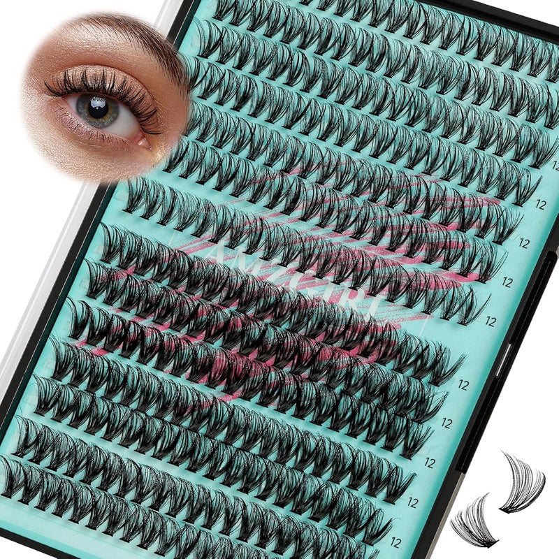 Lash Clusters Wispy 280PCS Eyelash Extension 30D 40D Cluster Lashes Individual Lashes DIY Lash Extension Natural Look Cluster Eyelash Extensions Soft False Eyelashes at Home for Beginners12mm