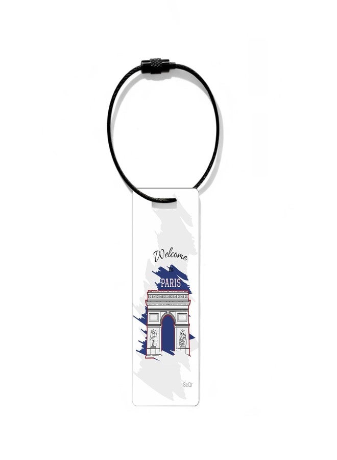 SeQr Smart Lost & Found Luggage Tag - Metal QR Travel ID Tag with Wire Cable for Suitcase, Backpack, Stroller, Golf Bag - Scan & Find Digital Souvenir Tag - Smart Travel Accessory/France Souvenir - Image 2