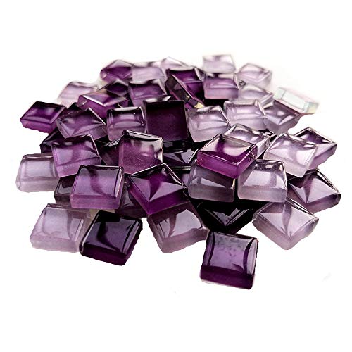 FAIRUO 100 Pieces Bulk Mosaic Tiles Assorted Color Opaque Mosaic Glass Crafts Supplies for DIY Picture Coaster Home Mosaic Decoration(1x1cm,Purple Series) - Image 1