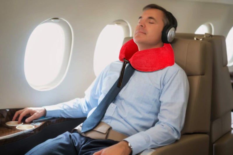 ILU Neck Pillows Travel Pillow Head Rest Pillows for Flight Cars Home Office Red - Image 3