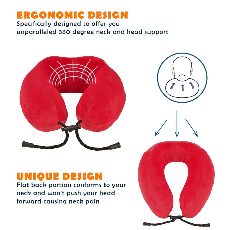 ILU Neck Pillows Travel Pillow Head Rest Pillows for Flight Cars Home Office Red - Image 4