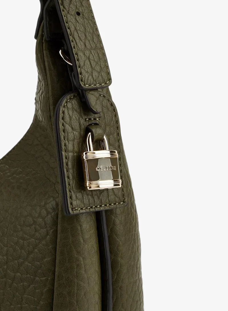 Celeste KHAKI Textured Shoulder Bag With Adjustable Strap for Women | Best Price UAE