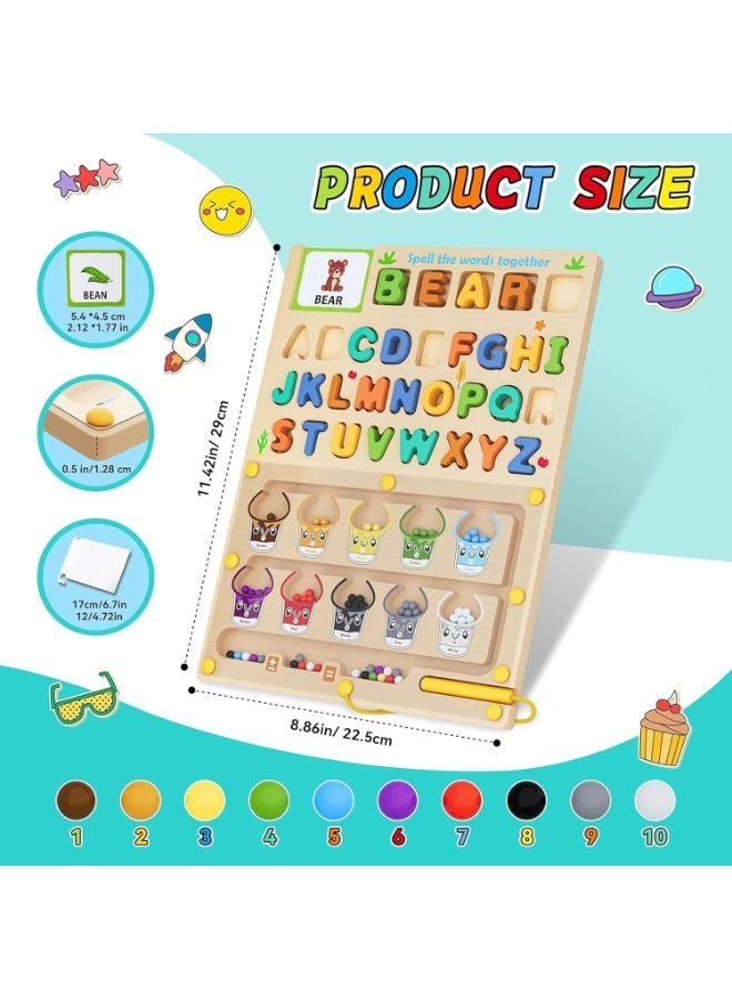 Magnetic maze for colors and numbers from TOYS-EGYPT - Wooden matching puzzle board for learning to count - Fine motor skills toys for boys and girls aged 3, 4, and 5 years - Image 2