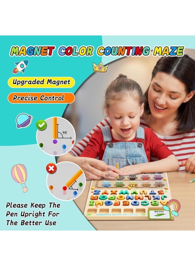 Magnetic maze for colors and numbers from TOYS-EGYPT - Wooden matching puzzle board for learning to count - Fine motor skills toys for boys and girls aged 3, 4, and 5 years - Image 5