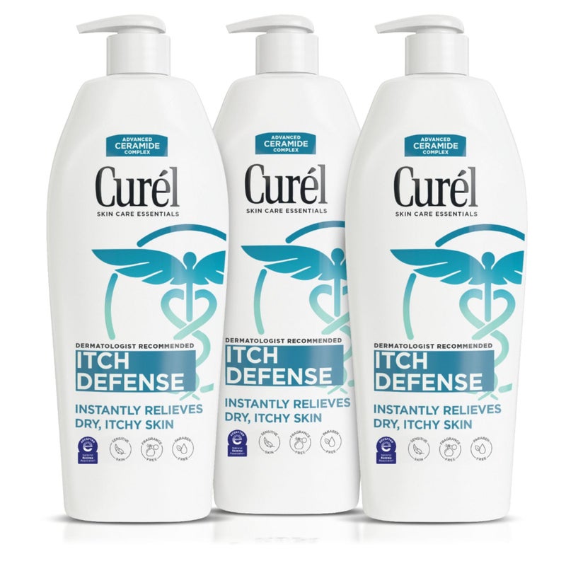 Curel Itch Defense Calming Body Lotion, Moisturizer for Dry, Itchy Skin, Body and Hand Lotion, with Advanced Ceramide Complex, Pro-Vitamin B5, Shea Butter, 13 Oz, Pack of 3 - Image 1