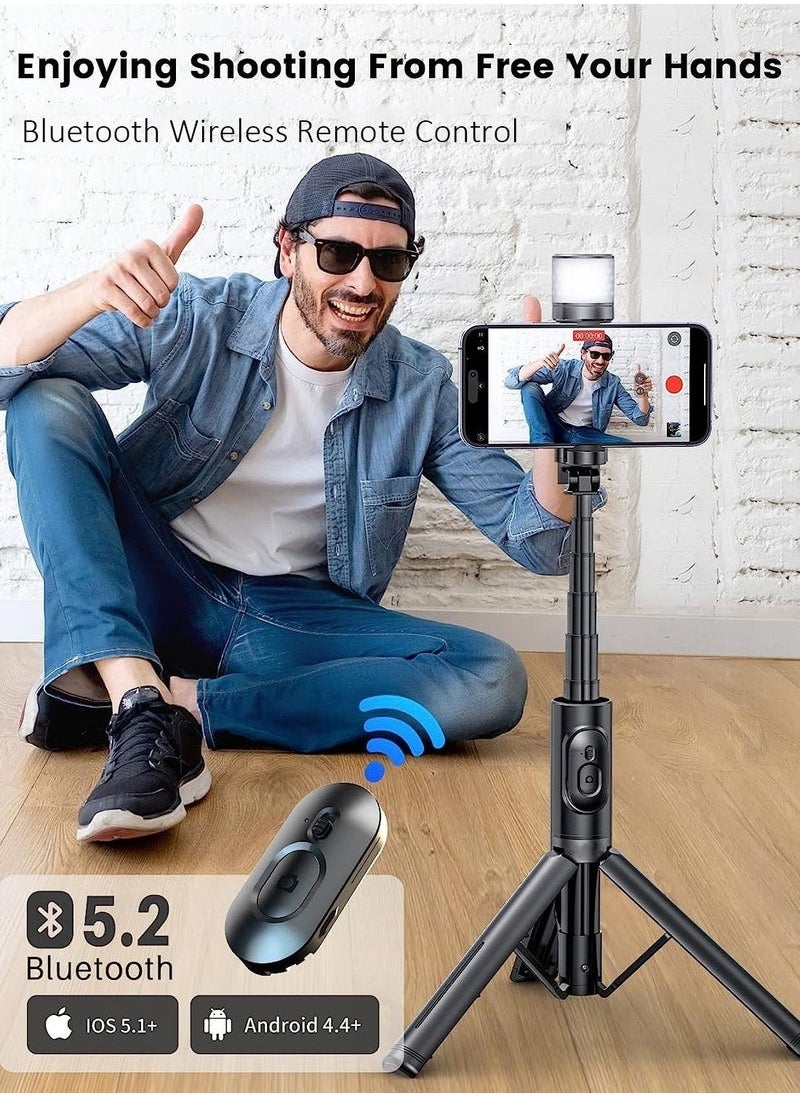 Generic Selfie Tripod Stick with Light, Phone Holder Lightweight Tripod Stand, Remote Control Stable Stand Extendable Tripod Camera Phone Holder for Tiktok Vlog Youtuber Video Recording  - Image 4